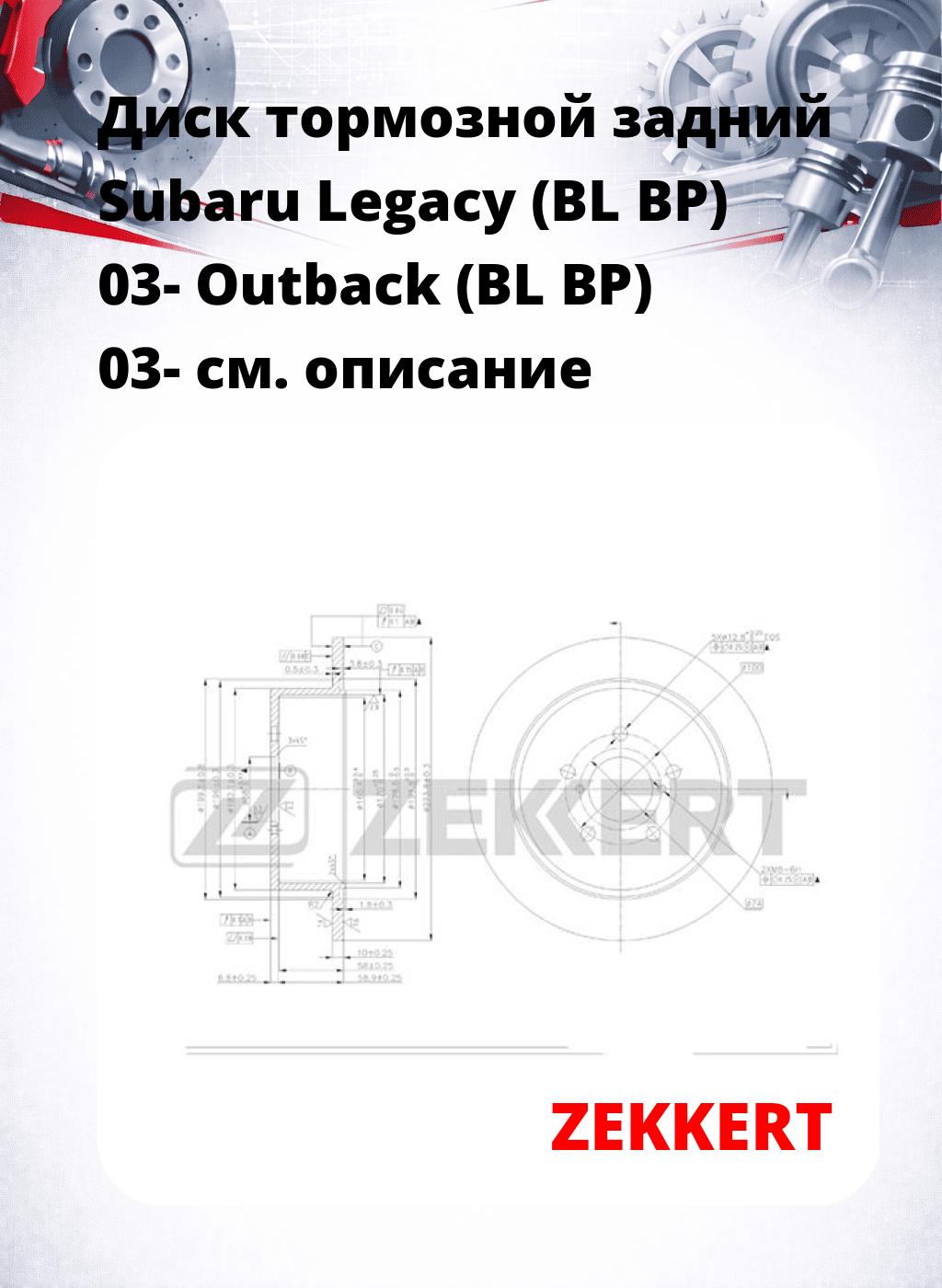Диск тормозной задний Subaru Legacy (BL  BP) 03-  Outback (BL  BP) 03-