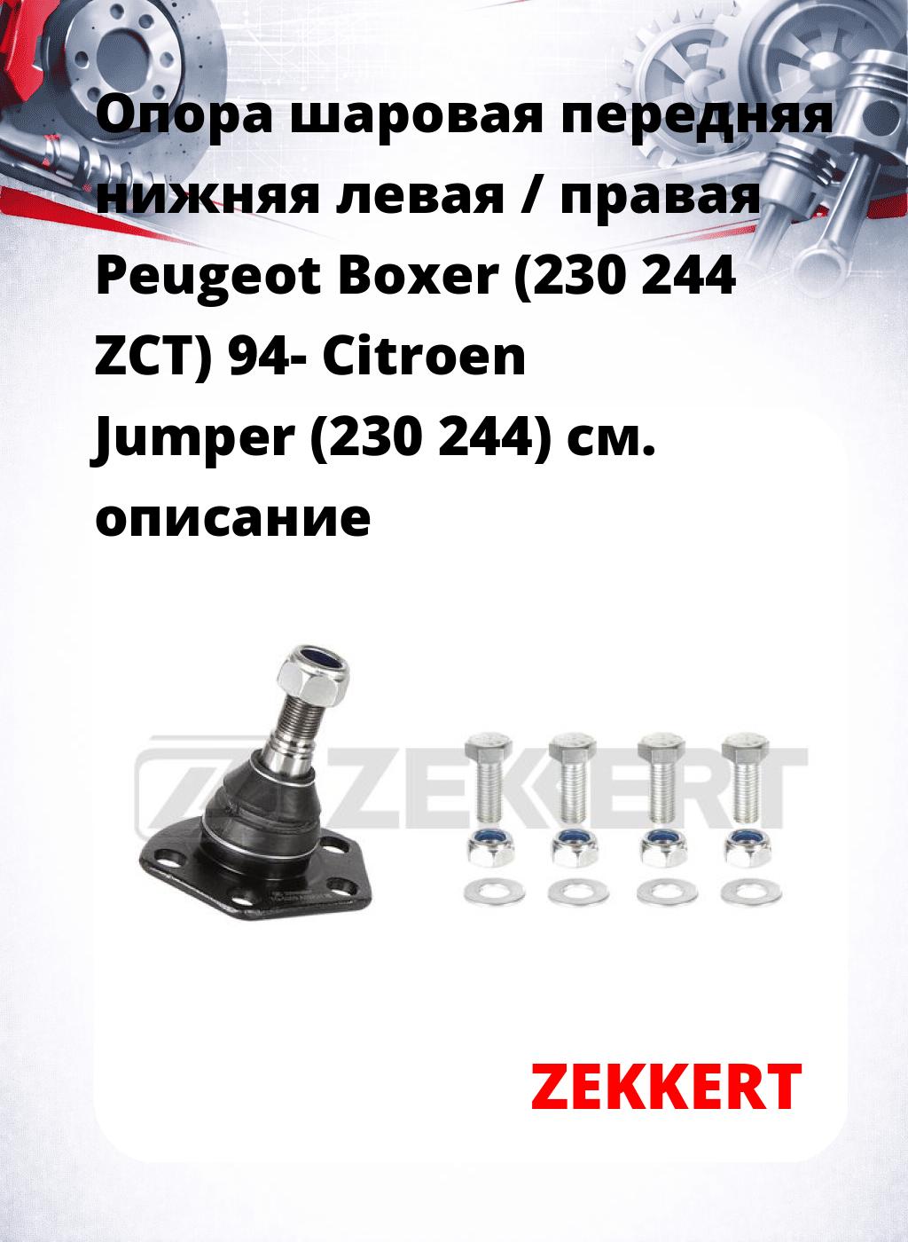 Опора шаровая передняя нижняя левая / правая Peugeot Boxer (230 244 ZCT) 94- Citroen Jumper (230 244)