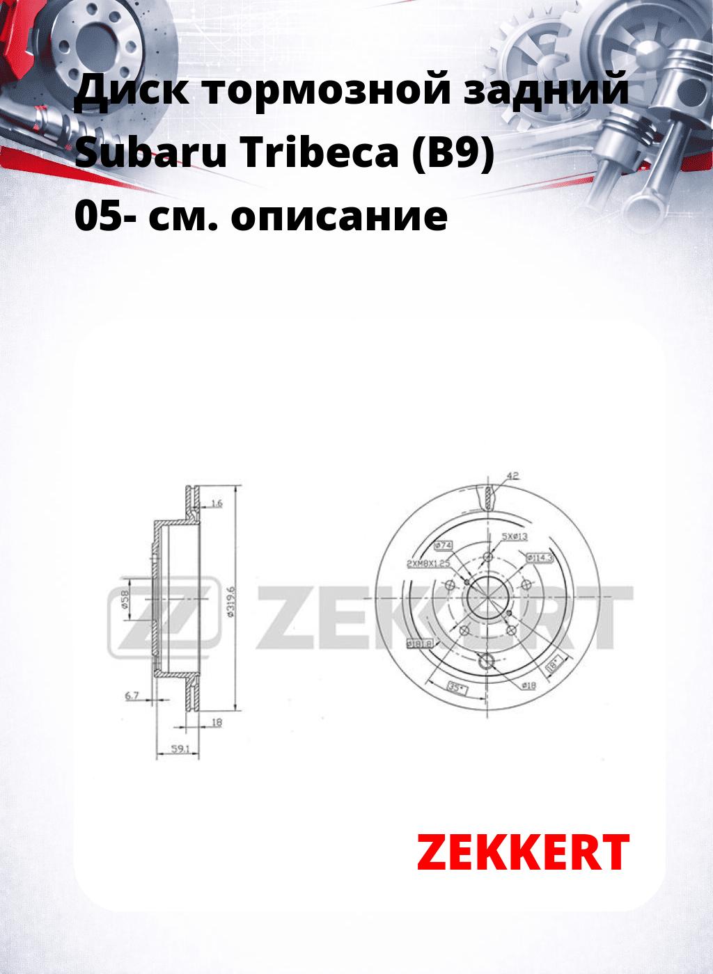 Диск тормозной задний Subaru Tribeca (B9) 05-