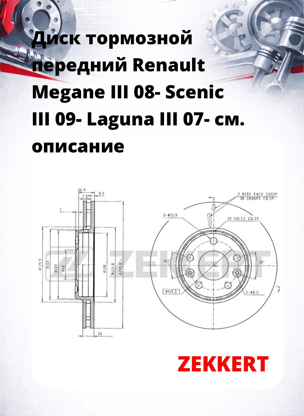 Диск тормозной передний Renault Megane III 08-  Scenic III 09-  Laguna III 07-