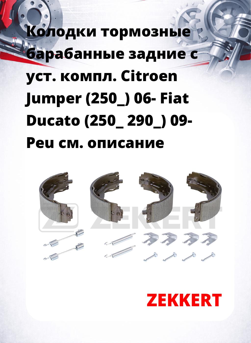 Колодки тормозные барабанные задние с уст. компл. Citroen Jumper (250_) 06-  Fiat Ducato (250_ 290_) 09-  Peu