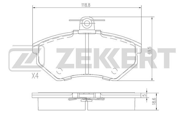Колодки тормозные дисковые передние Audi 80 V 93- Seat Ibiza II 96- Chery Amulet I-II 03- VW Golf II-IV Passat III-IV 88-
