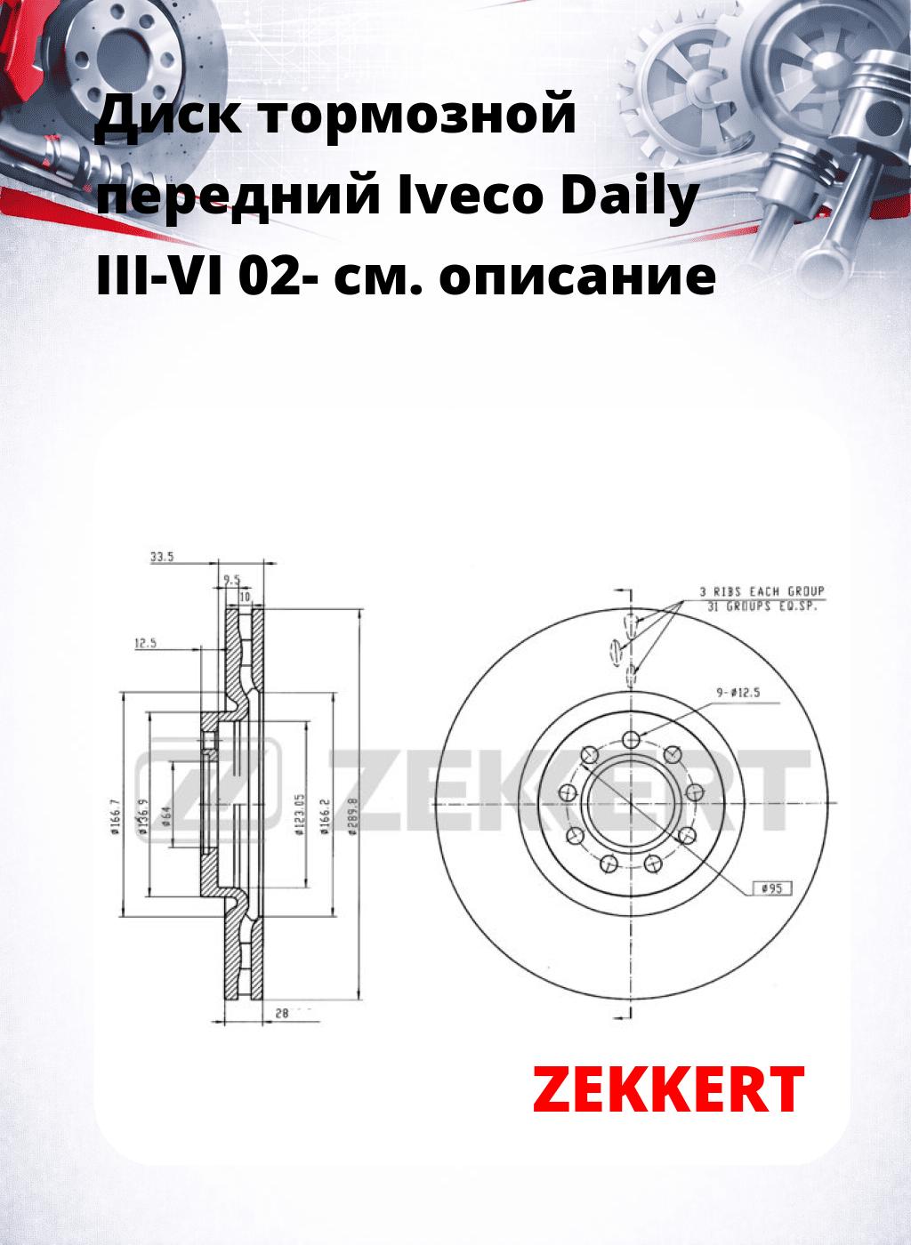 Диск тормозной передний Iveco Daily III-VI 02-