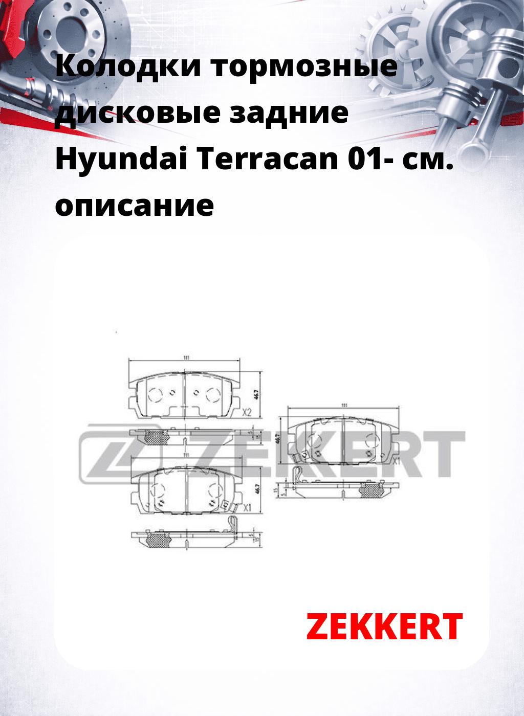 Колодки тормозные дисковые задние Hyundai Terracan 01-